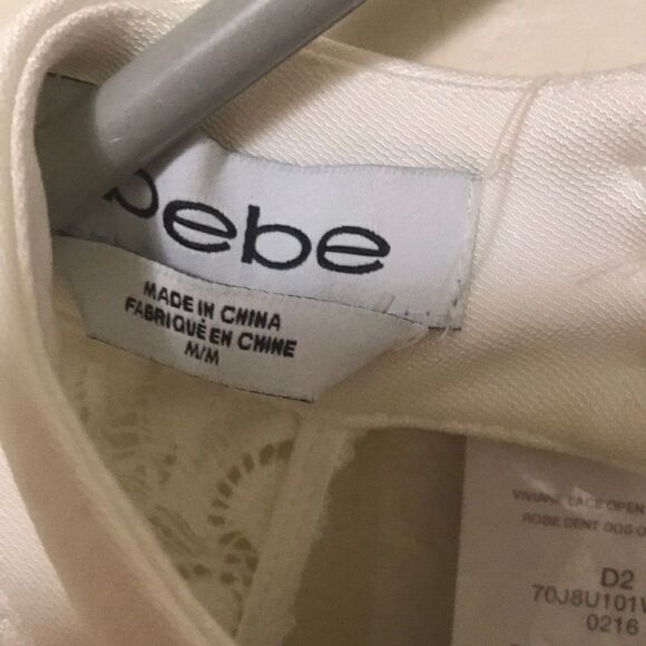 Bebe White long sleeve open back lace mini summer dress new w tags size medium - Picture 4 of 8